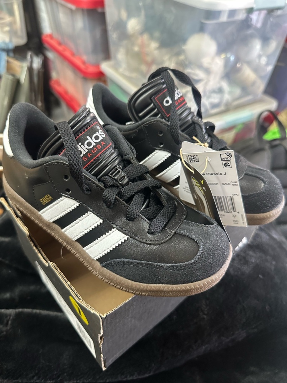 New Adidas Samba Black with White Stripes Child Sneakers